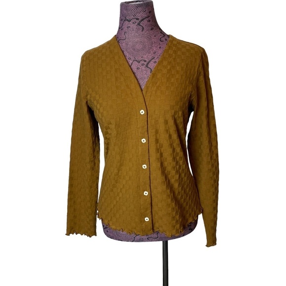 Madewell Sz M Checkerboard Brown Cardigan Sweater - Picture 6 of 6
